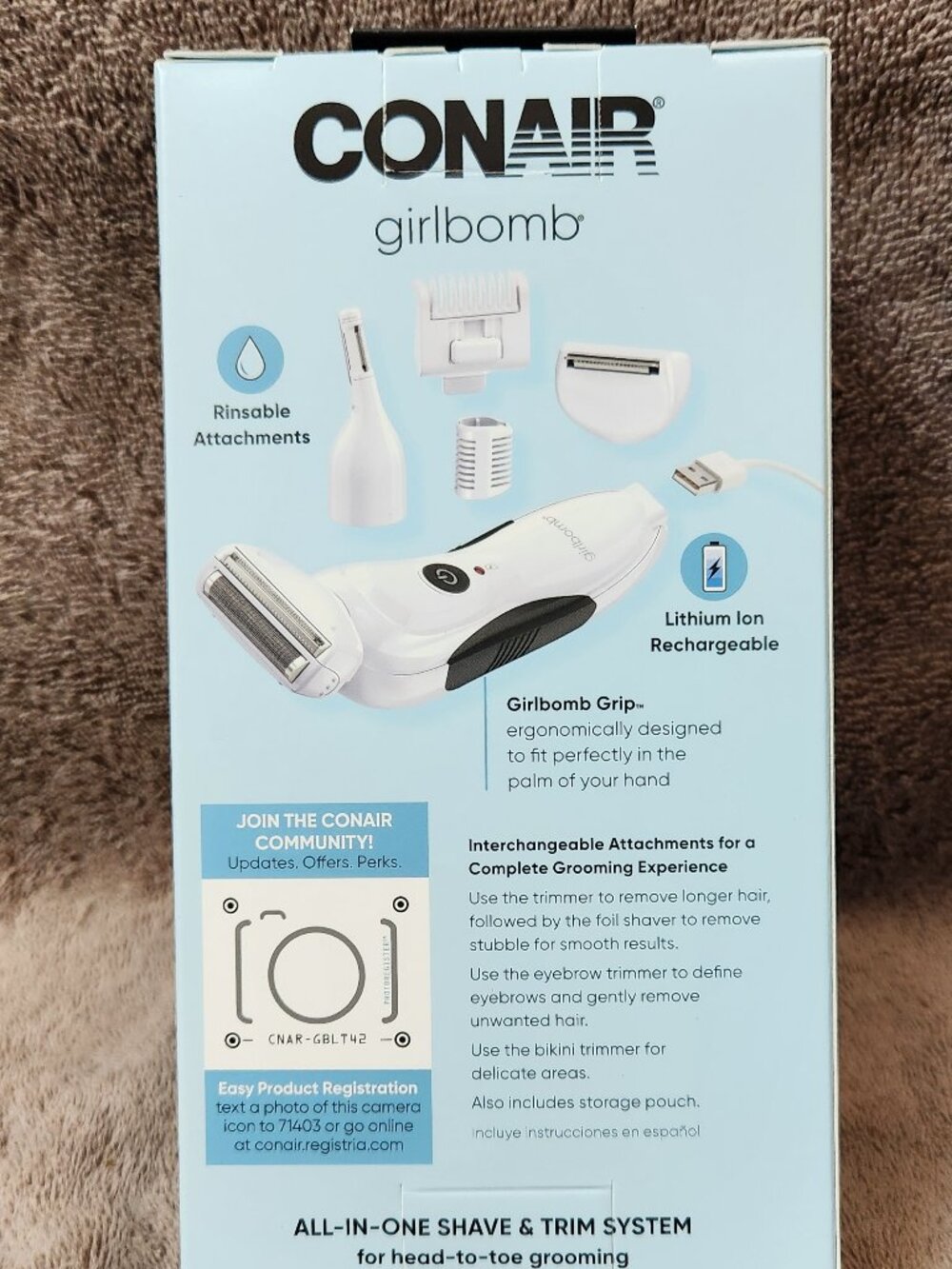 CONAIR GIRLBOMB All-In-One Shave & Trim System Hypoallergenic - NEW NIB - Picture 7 of 9